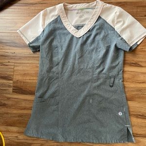 Scrubletics - Gray and Pink Scrub Top